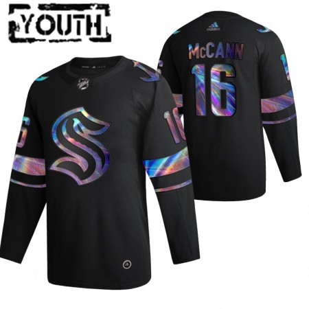 Dětské Hokejový Dres Seattle Kraken Jared McCann 16 2021-22 Duhová holografická Černá Authentic